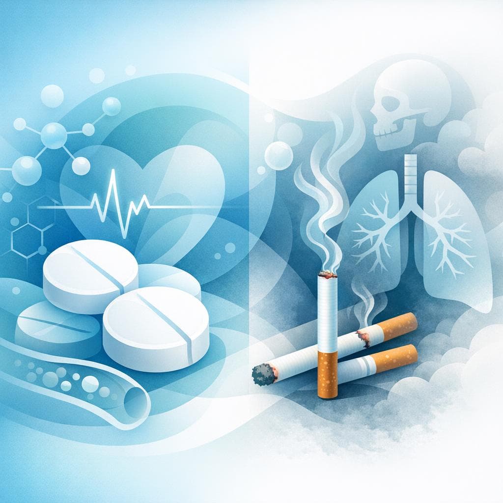Medical illustration for Smoking and Aspirin: Risks and Safety Precautions - Persly Health Information
