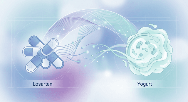 Is it safe to take losartan with yogurt, or can eating yogurt interfere with the medication or raise potassium to risky levels?