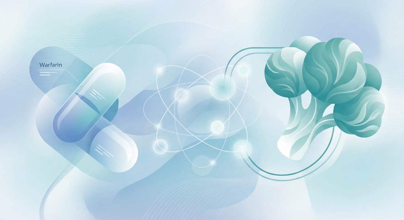 Medical illustration for Based on NIH | Is it safe to eat broccoli while taking warfarin, and will its vitamin K content affect my INR or require dose adjustments? - Persly Health Information