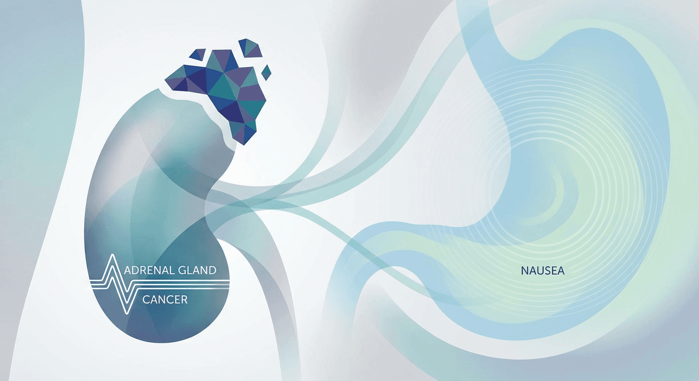 Medical illustration for Based on PubMed | Can adrenal cancer cause nausea, and why might this symptom occur? - Persly Health Information