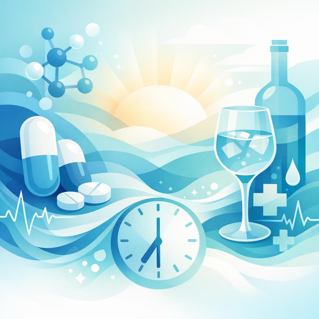 Medical illustration for 미국 NIH 자료 기반 | 아침에 술을 마신 상태에서 아목시실린을 복용해도 되나요? - Persly Health Information