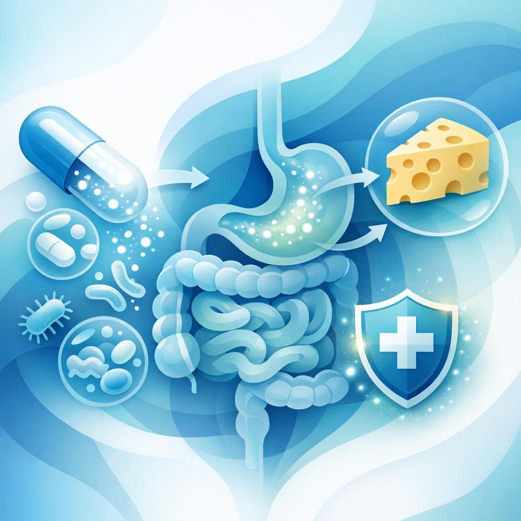 Medical illustration for Based on NIH | Can I eat cheese after taking amoxicillin, or will dairy interfere with its absorption or effectiveness? - Persly Health Information