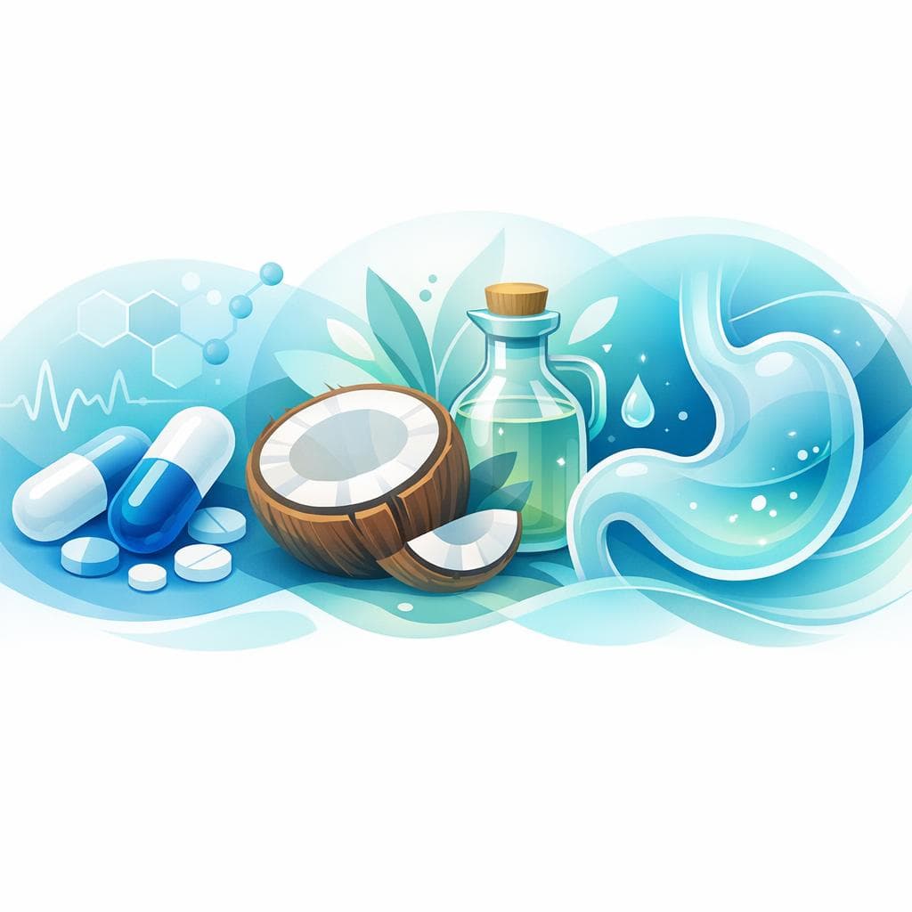 Medical illustration for 미국 NIH 자료 기반 | 아목시실린을 공복에 코코넛 오일과 함께 복용하면 흡수나 효과가 더 좋아진다는 말이 사실인가요? - Persly Health Information