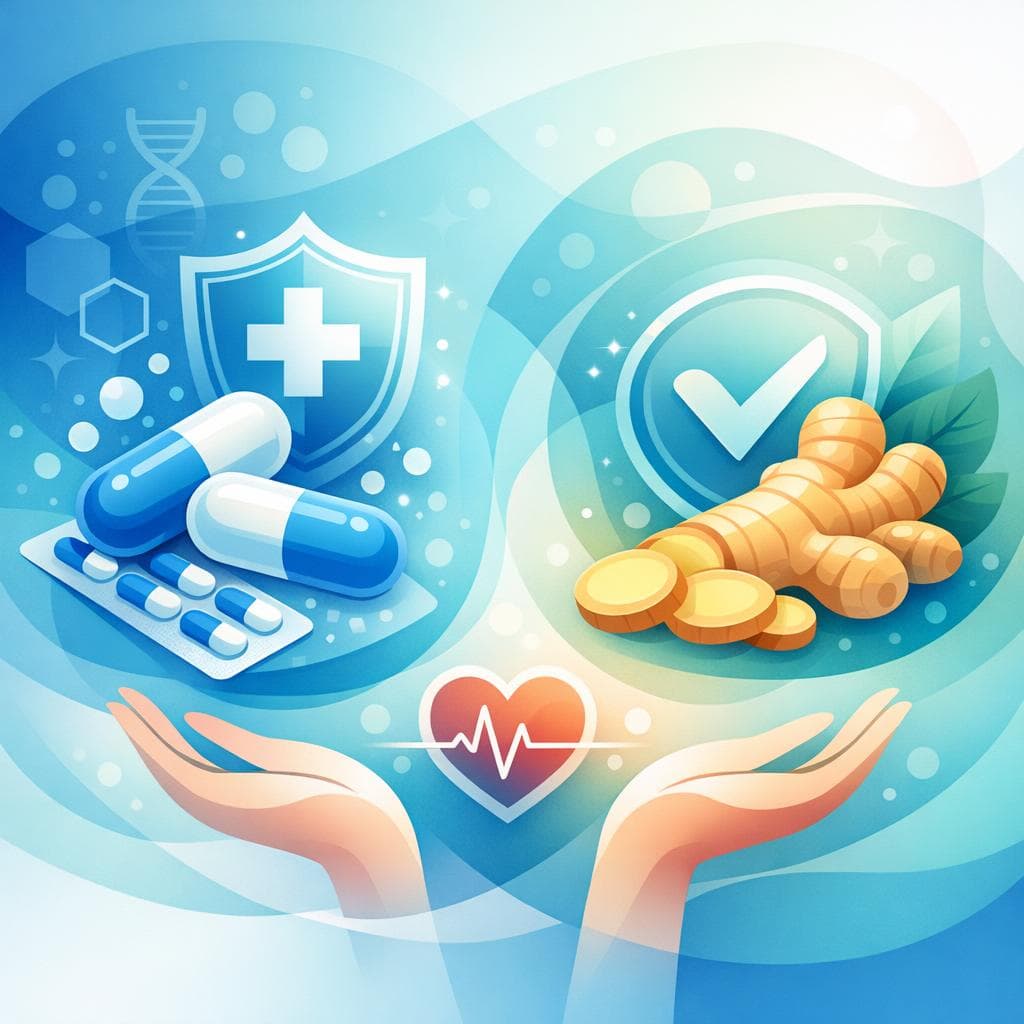 Medical illustration for Based on NIH | Is it safe to use ginger daily while taking amoxicillin, or are there any interactions or side effects to be aware of? - Persly Health Information