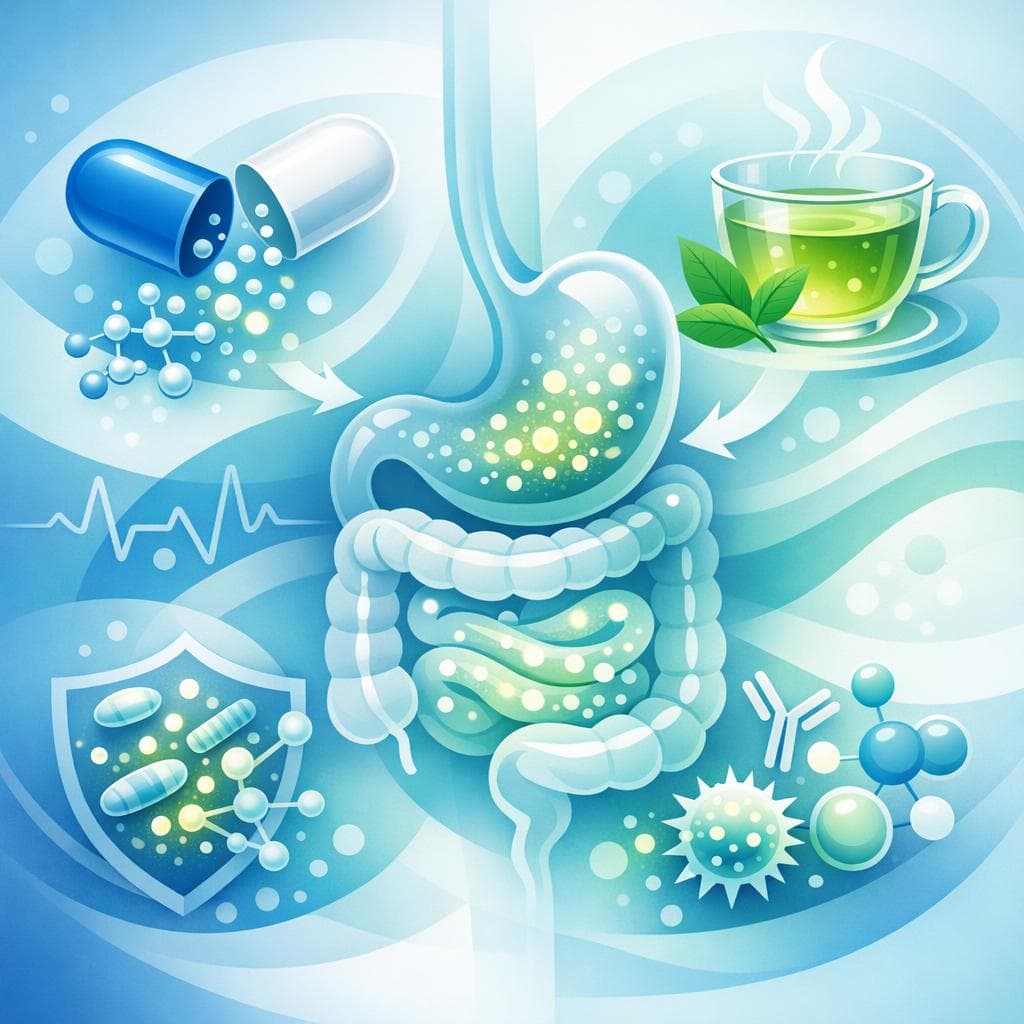 Medical illustration for Based on NIH | Can I drink green tea after taking amoxicillin, or will it interfere with the antibiotic’s effectiveness? - Persly Health Information