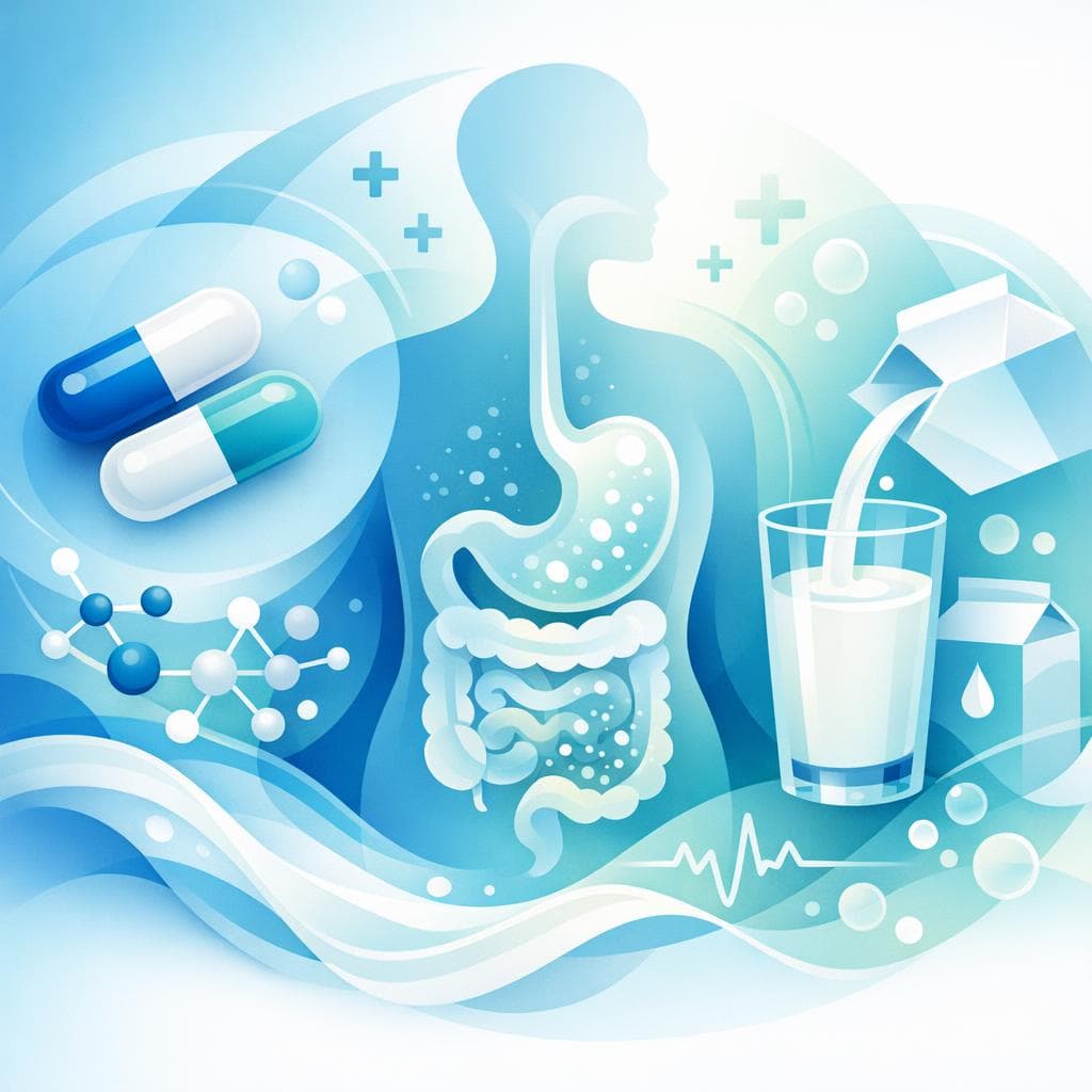 Medical illustration for Based on PubMed | Is it okay to drink milk right after taking amoxicillin, or will dairy interfere with how well it works? - Persly Health Information
