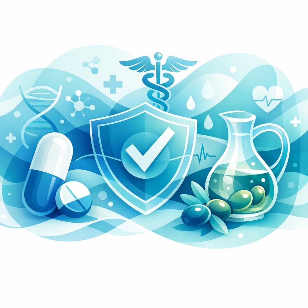 Medical illustration for Based on NIH | Is it safe to consume olive oil while taking amoxicillin, and are there any interactions that could affect the antibiotic’s absorption or effectiveness? - Persly Health Information