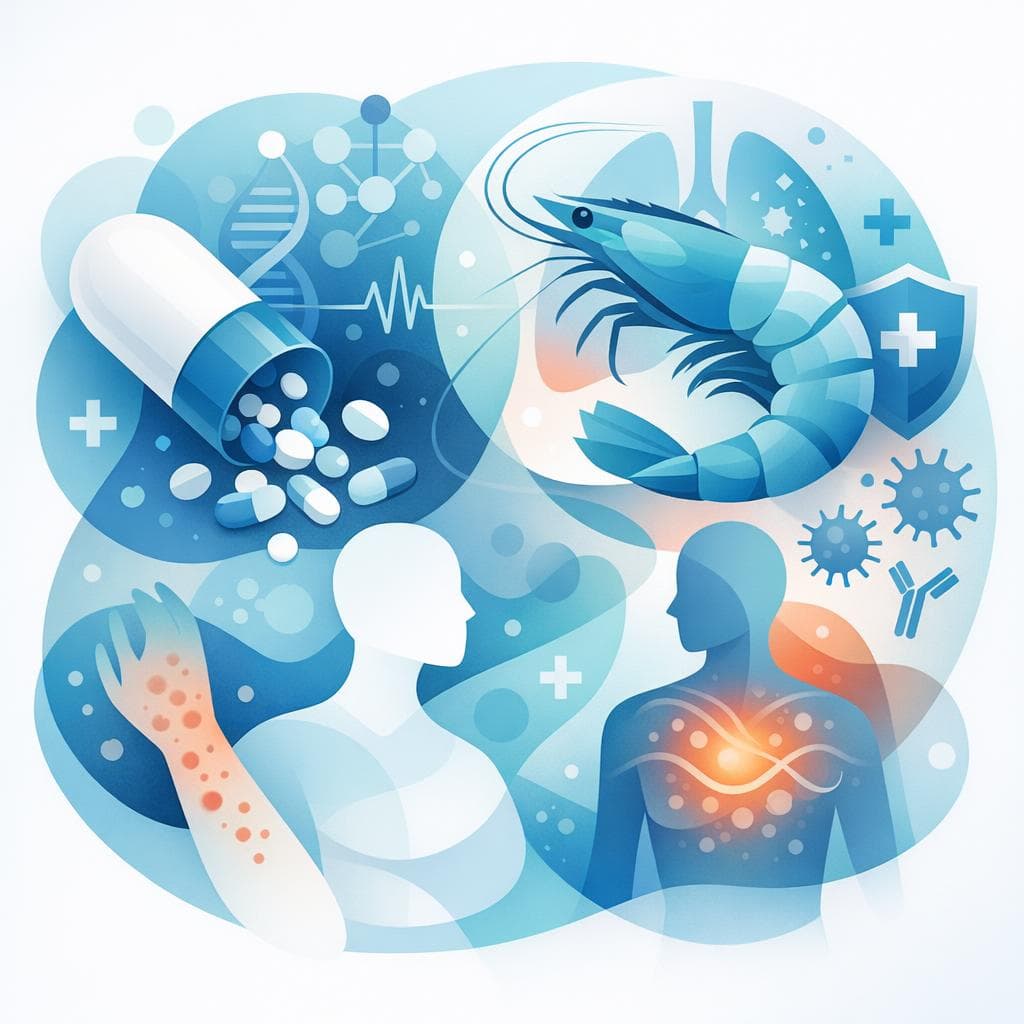 Medical illustration for Based on PubMed | Is amoxicillin safe to take if I have a shrimp allergy, or does a shellfish allergy increase my risk of side effects? - Persly Health Information