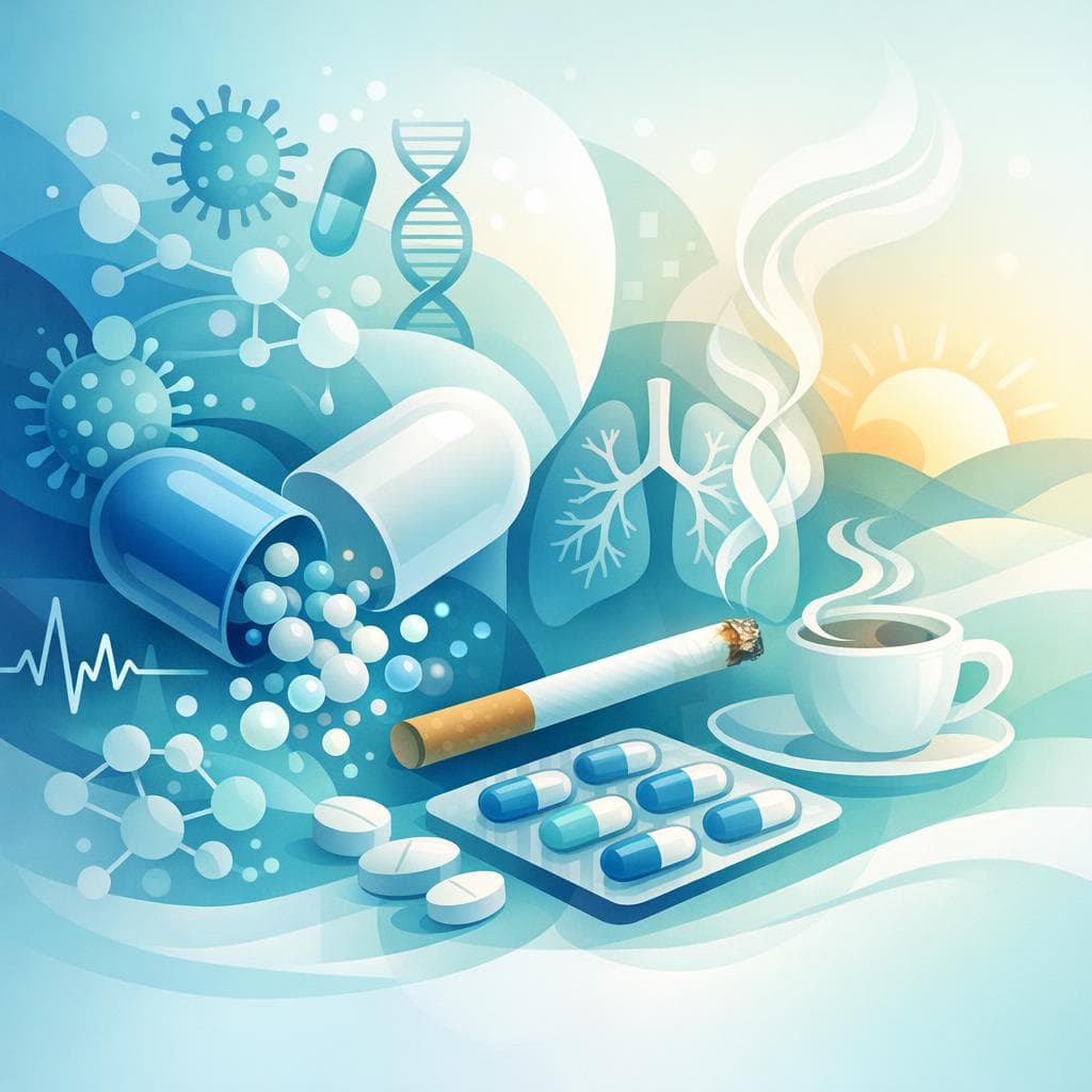 Medical illustration for 미국 NIH 자료 기반 | 아목시실린을 복용 중인데 아침에 담배를 피우면 약효나 부작용에 영향을 줄 수 있나요? - Persly Health Information