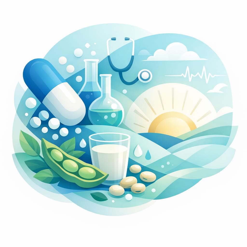 Medical illustration for Based on NIH | Can I take my morning dose of amoxicillin with soy milk, or does soy interfere with its absorption or effectiveness? - Persly Health Information