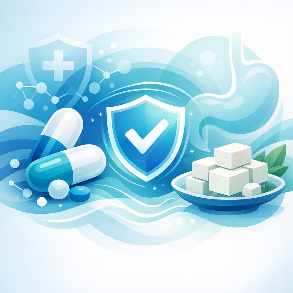 Medical illustration for Based on PubMed | Is it safe to eat tofu while taking amoxicillin, or could soy products interfere with its absorption or effectiveness? - Persly Health Information