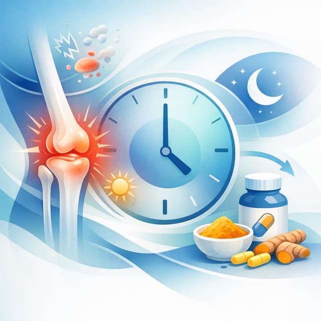 PubMed 자료 기반 | 관절염 증상 완화를 위해 강황(커큐민)을 아침 공복이나 취침 전에 복용하면 더 효과적이라는 주장이 사실인가요?