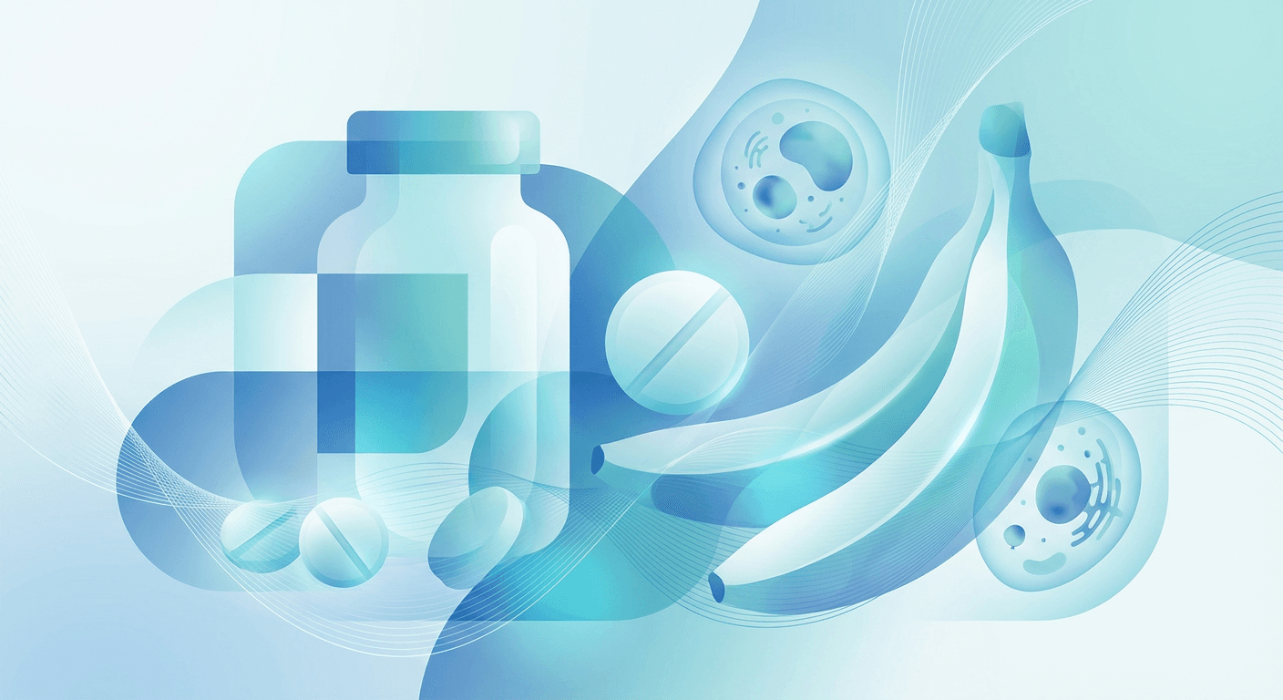 Medical illustration for 米国NIHの資料に基づく | アスピリン服用中にバナナを食べることで薬の効き目や副作用に影響はありますか? - Persly Health Information