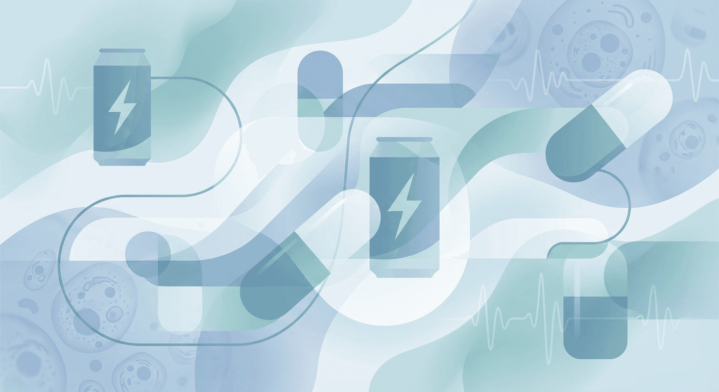 Medical illustration for Based on NIH | Is it safe to take aspirin with energy drinks that contain caffeine, or does this combination increase health risks? - Persly Health Information