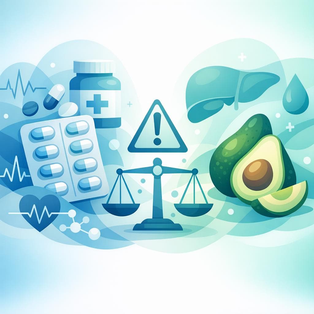 Medical illustration for Based on NIH | Do I need to limit how much avocado I eat while taking atorvastatin, and what amount is considered safe to avoid any interaction? - Persly Health Information