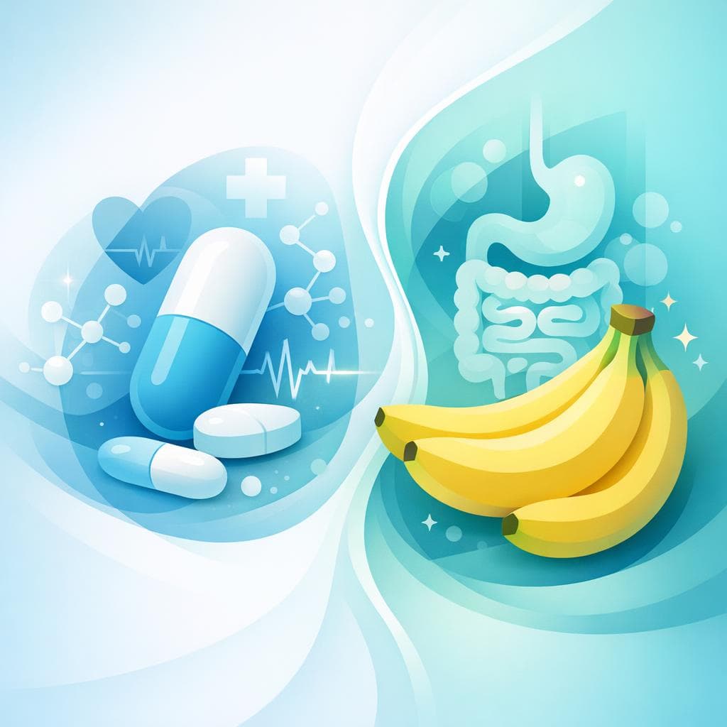 Medical illustration for Based on NIH | Is it safe to eat a banana right before taking atorvastatin, or could it interfere with the medication’s absorption or effectiveness? - Persly Health Information
