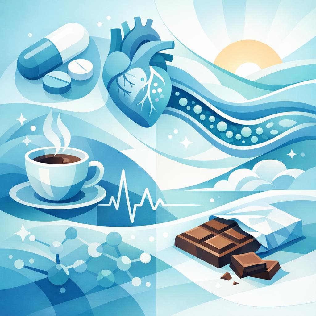 Medical illustration for 미국 NIH 자료 기반 | 아토르바스타틴을 복용할 때 아침에 초콜릿을 먹으면 약효 저하나 부작용이 생길 수 있다는 말이 사실인가요? - Persly Health Information