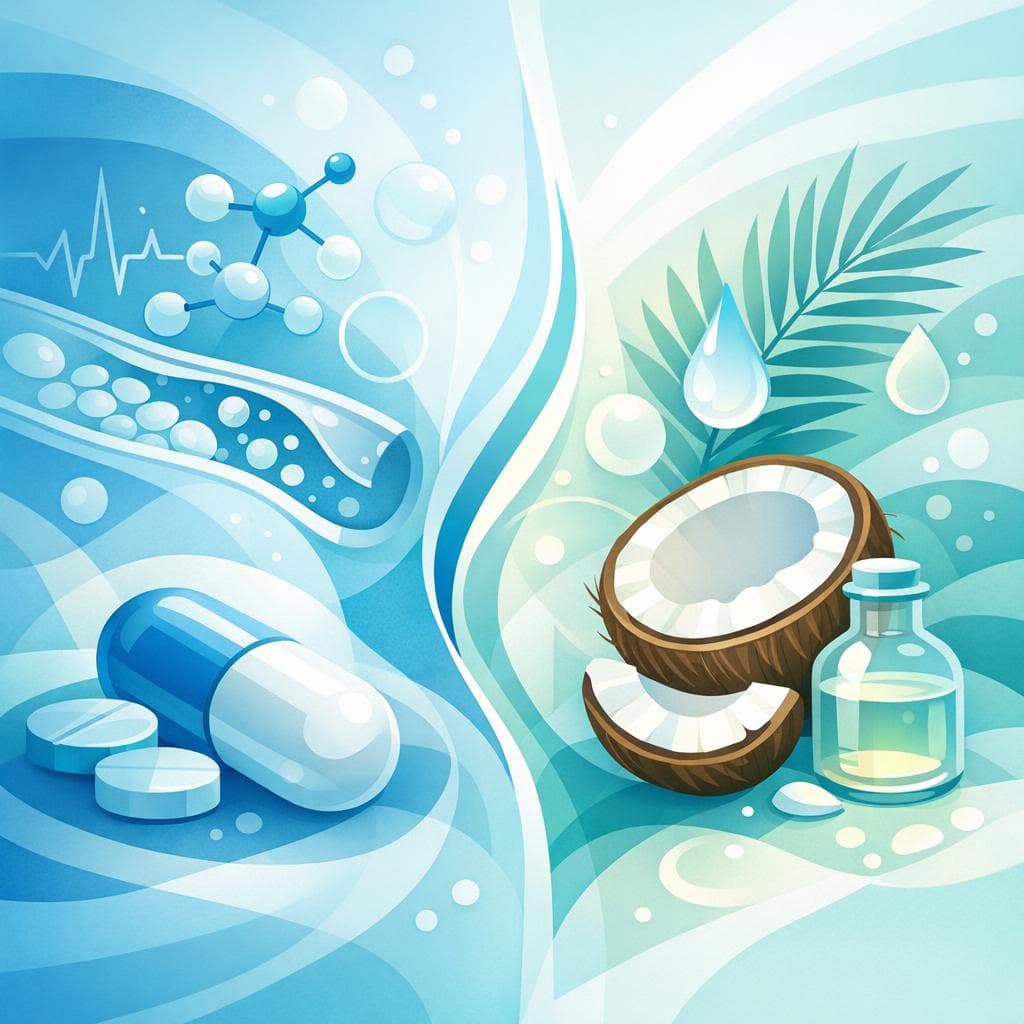 Medical illustration for Based on NIH | Does eating coconut oil shortly before taking atorvastatin affect its absorption or increase the risk of side effects? - Persly Health Information