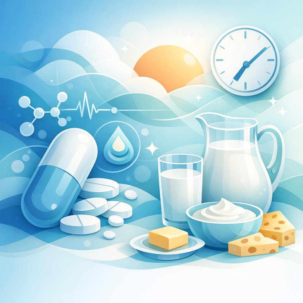 Medical illustration for 미국 NIH 자료 기반 | 아토르바스타틴을 아침에 우유나 요거트 같은 유제품과 함께 복용해도 약효나 흡수에 영향이 없나요? - Persly Health Information