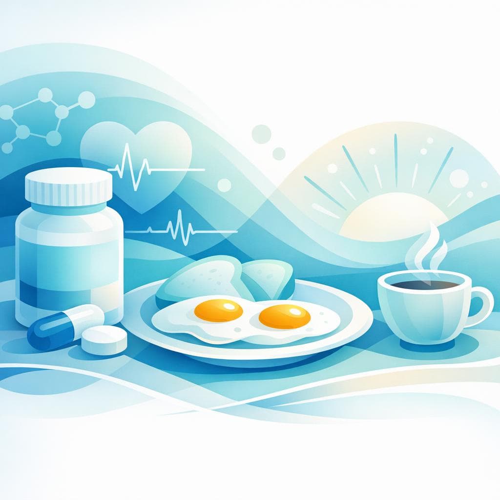 Medical illustration for Based on NIH | Is it okay to eat eggs in the morning while taking atorvastatin, or could this affect the medication or my cholesterol control? - Persly Health Information