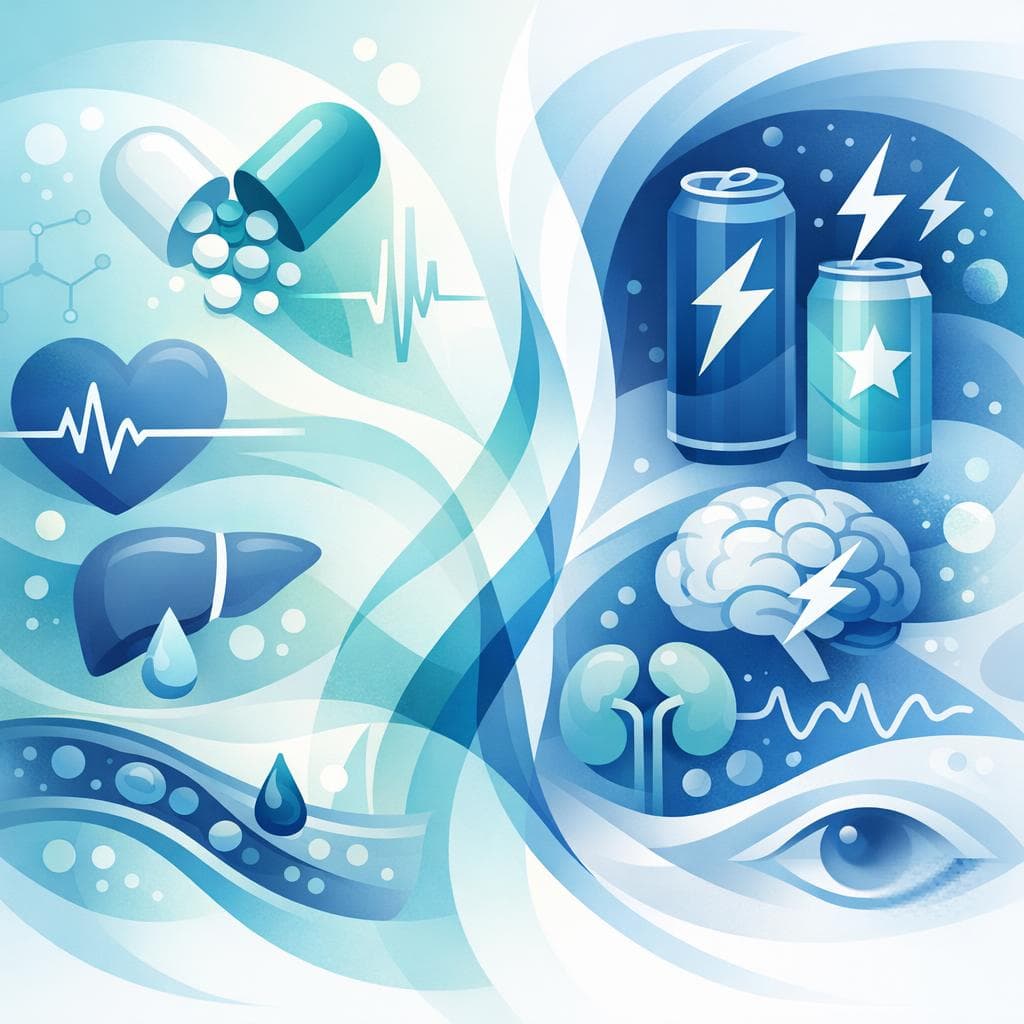 Medical illustration for Based on NIH | Do energy drinks interact with atorvastatin and increase the risk of side effects such as muscle pain or liver issues? - Persly Health Information