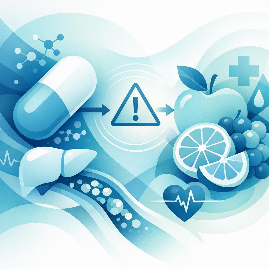 Medical illustration for Basado en NIH de EE.UU. | ¿Es cierto que comer toronja o beber su jugo aumenta el riesgo de efectos secundarios cuando tomo atorvastatina? - Persly Health Information