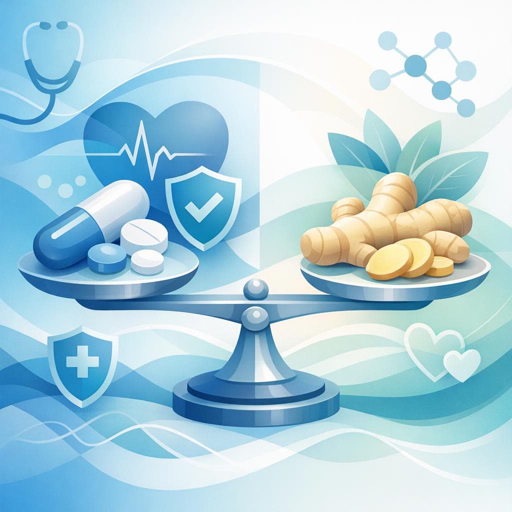 Medical illustration for Based on NIH | Is it safe to consume ginger daily while taking atorvastatin, or are there proven interactions that could increase side effects or reduce the drug’s effectiveness? - Persly Health Information