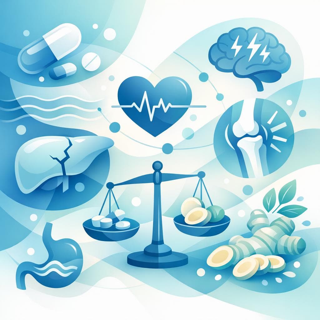 Medical illustration for Based on NIH | Does ginger interact with atorvastatin and increase the risk of side effects like muscle pain or liver enzyme elevations? - Persly Health Information