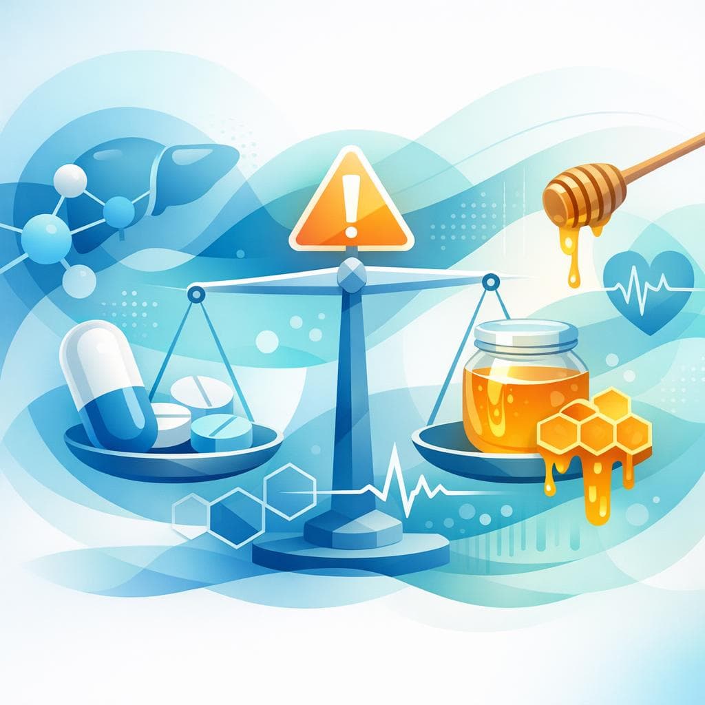 Medical illustration for Based on NIH | Do patients taking atorvastatin need to limit how much honey they consume, and if so, what honey dosage caution is recommended to avoid interactions or side effects? - Persly Health Information