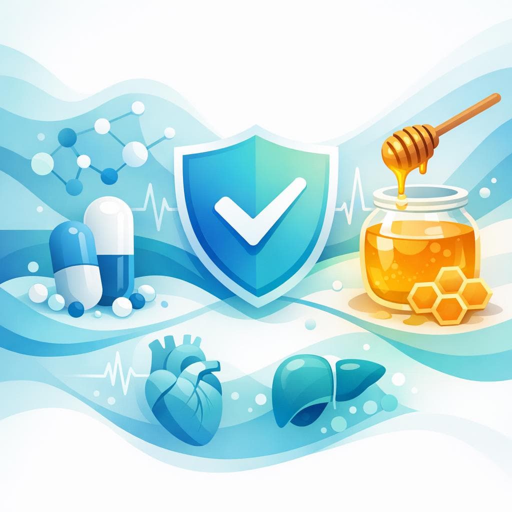 Medical illustration for Based on NIH | Is it safe to eat honey while taking atorvastatin, or can honey interfere with this medication? - Persly Health Information