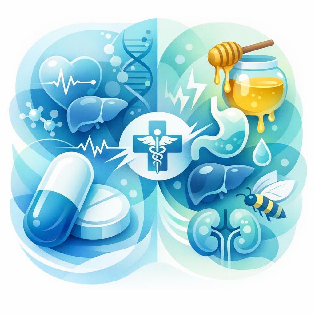 Medical illustration for 미국 NIH 자료 기반 | 아토르바스타틴 복용 중 꿀을 섭취하면 부작용 위험이 증가한다는 말이 사실인가요? - Persly Health Information