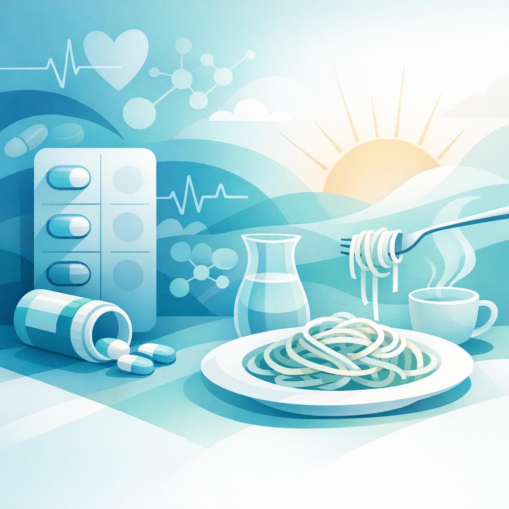 Medical illustration for 미국 NIH 자료 기반 | 아토르바스타틴을 아침에 파스타와 함께 복용해도 괜찮나요? - Persly Health Information