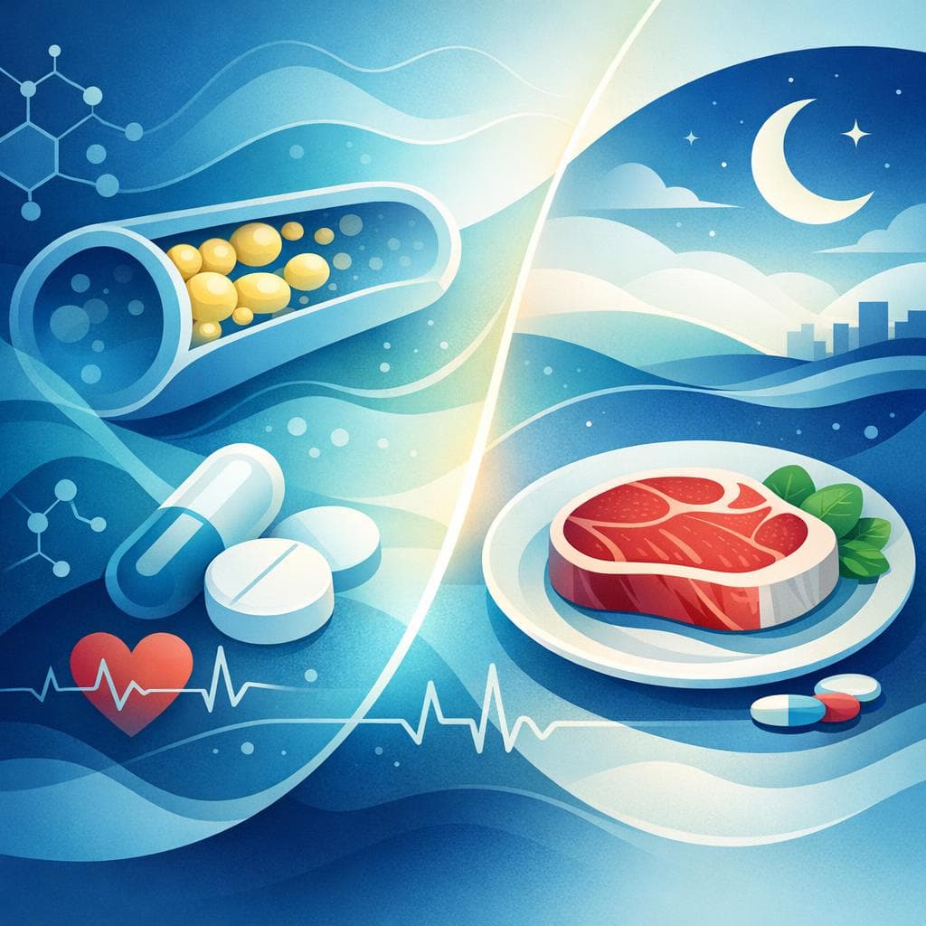Medical illustration for Based on NIH | Is it true that eating red meat at night while taking atorvastatin can reduce the medication’s effectiveness or increase side effects? - Persly Health Information