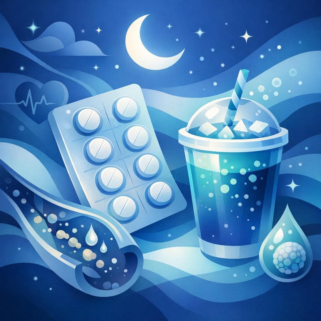 Medical illustration for Based on NIH | Is it safe to drink soda at night while taking Atorvastatin, or could it interfere with the medication’s effectiveness or increase side effects? - Persly Health Information