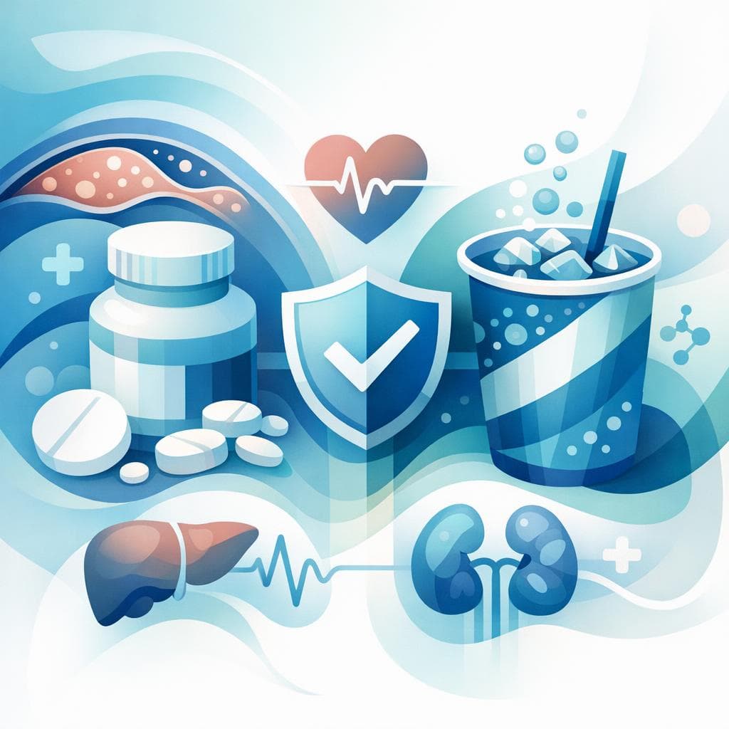 Medical illustration for 미국 NIH 자료 기반 | 아토르바스타틴 복용 시 탄산음료(소다)와의 상호작용이 있어 함께 마셔도 안전한가요? - Persly Health Information