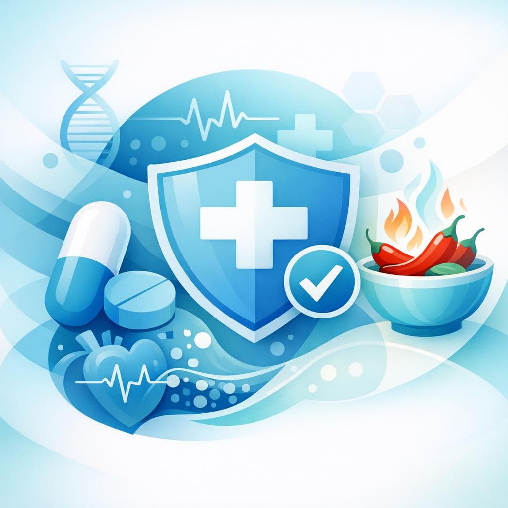 Medical illustration for PubMed 자료 기반 | 아토르바스타틴을 복용 중인데 매운 음식을 매일 먹어도 약물 상호작용이나 부작용 위험 없이 안전한가요? - Persly Health Information