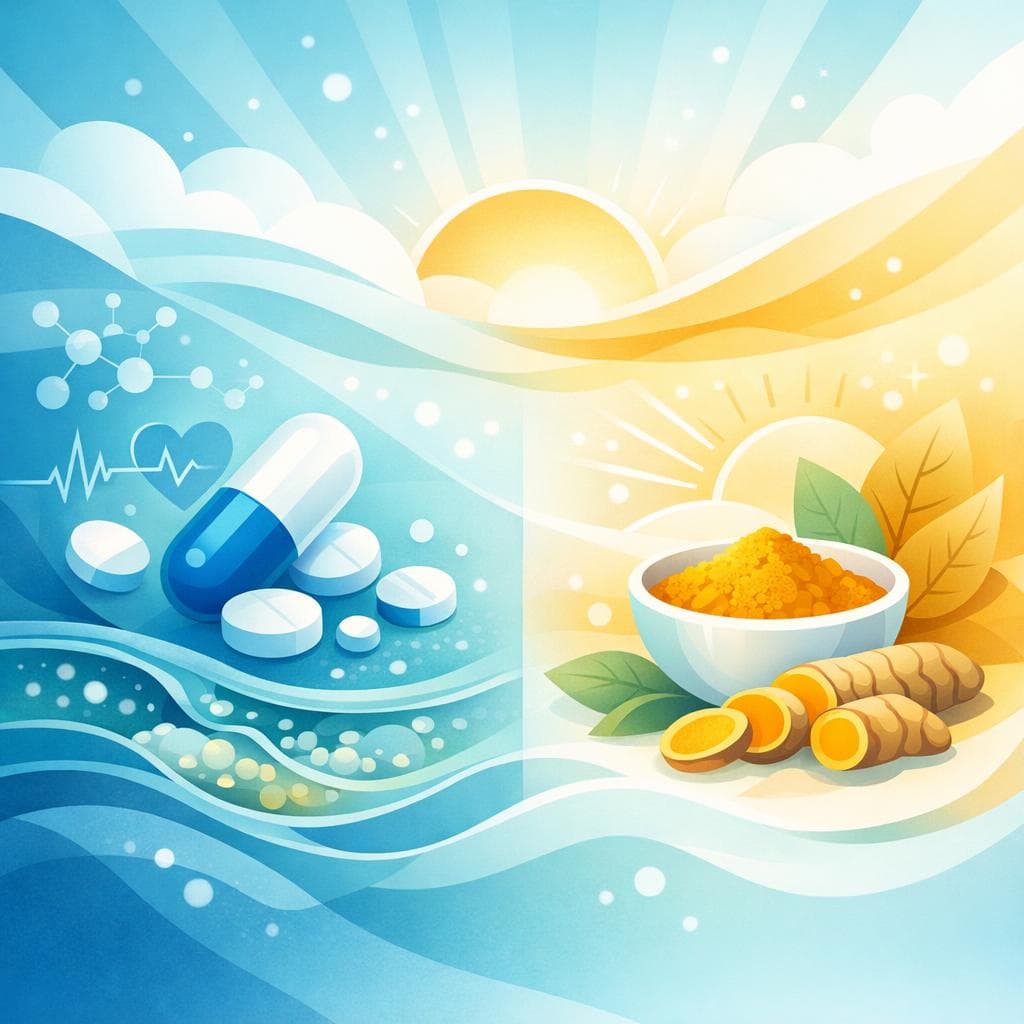 Medical illustration for 미국 NIH 자료 기반 | 아토르바스타틴 복용 중인데, 아침에 강황(터메릭) 보충제를 함께 섭취해도 안전한가요? - Persly Health Information