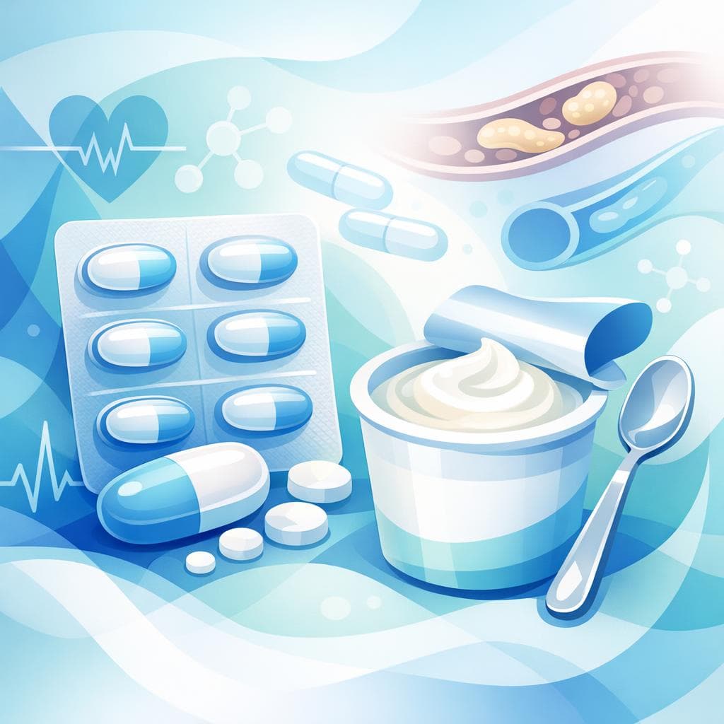 Medical illustration for Based on NIH | Is it safe to eat yogurt right before taking atorvastatin, or could the calcium or dairy fat interfere with its absorption or effectiveness? - Persly Health Information
