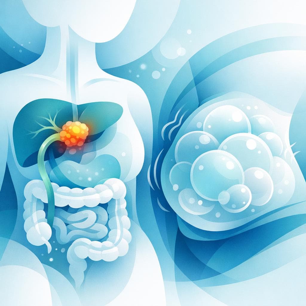 Medical illustration for Based on PubMed | In advanced-stage bile duct cancer, how common is abdominal bloating and what are the typical causes? - Persly Health Information