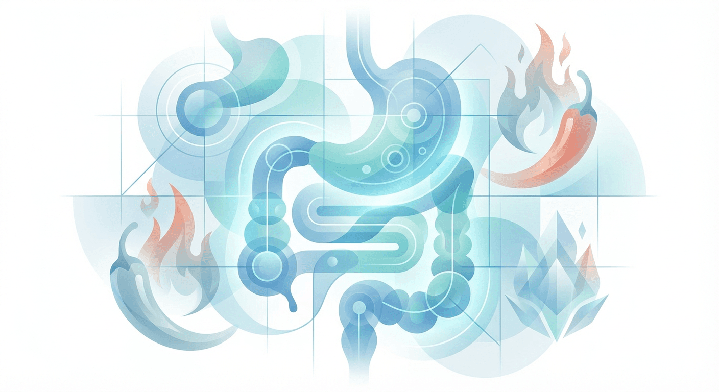 Medical illustration for Basado en NIH de EE.UU. | ¿Es cierto que la comida picante puede empeorar los síntomas o causar más daño intestinal en personas con enfermedad celíaca? - Persly Health Information