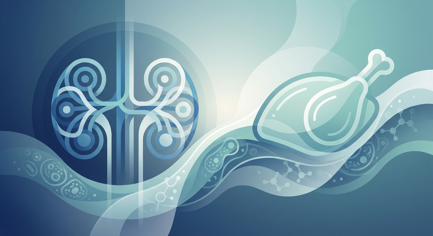 Medical illustration for PubMedの資料に基づく | 慢性腎臓病では、赤身肉より鶏肉のほうが腎機能の悪化リスクが低いというのは本当ですか? - Persly Health Information