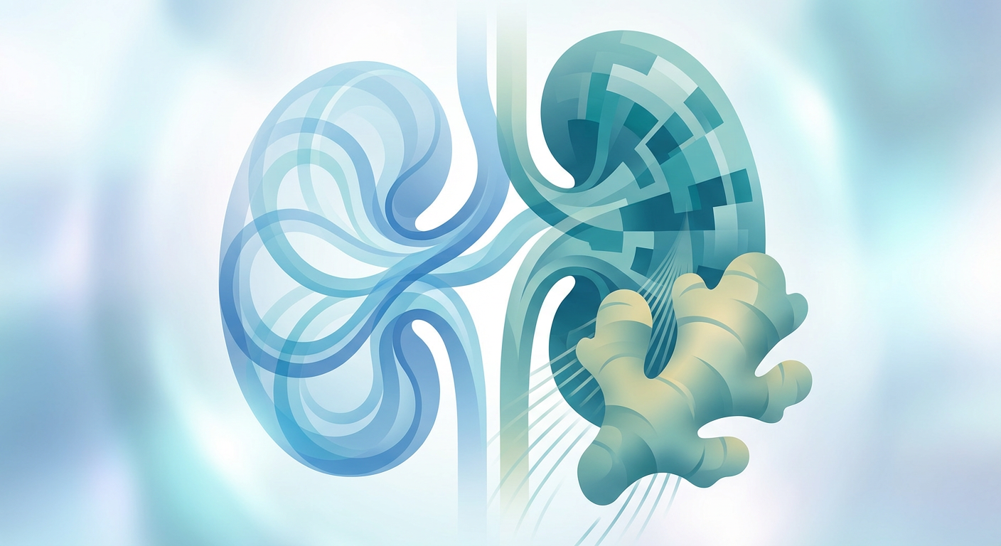 Medical illustration for Based on NIH | Does ginger supplementation improve kidney function or slow the progression of chronic kidney disease? - Persly Health Information