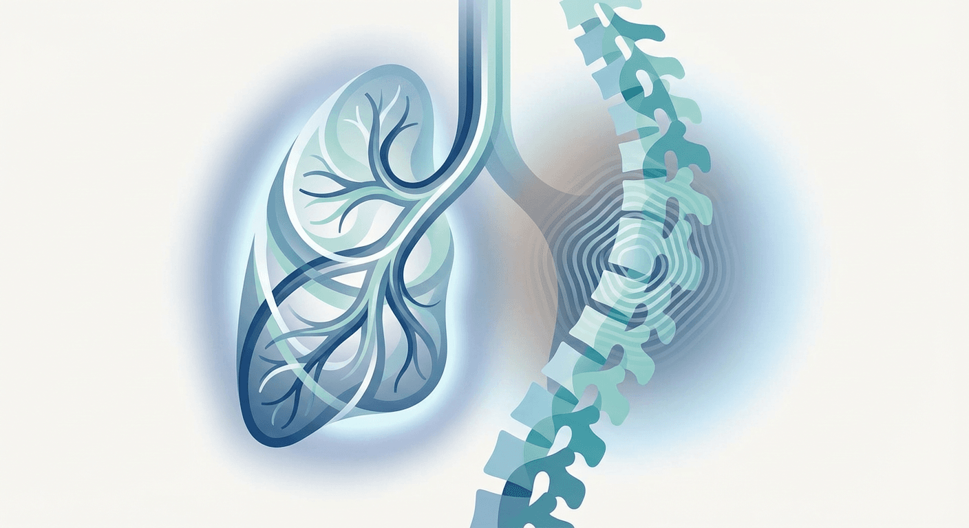 Medical illustration for 米国NIHの資料に基づく | 慢性閉塞性肺疾患(COPD)で背中の痛みが生じることはありますか、考えられる原因や注意すべき危険サイン、受診の目安と対処法は何ですか? - Persly Health Information
