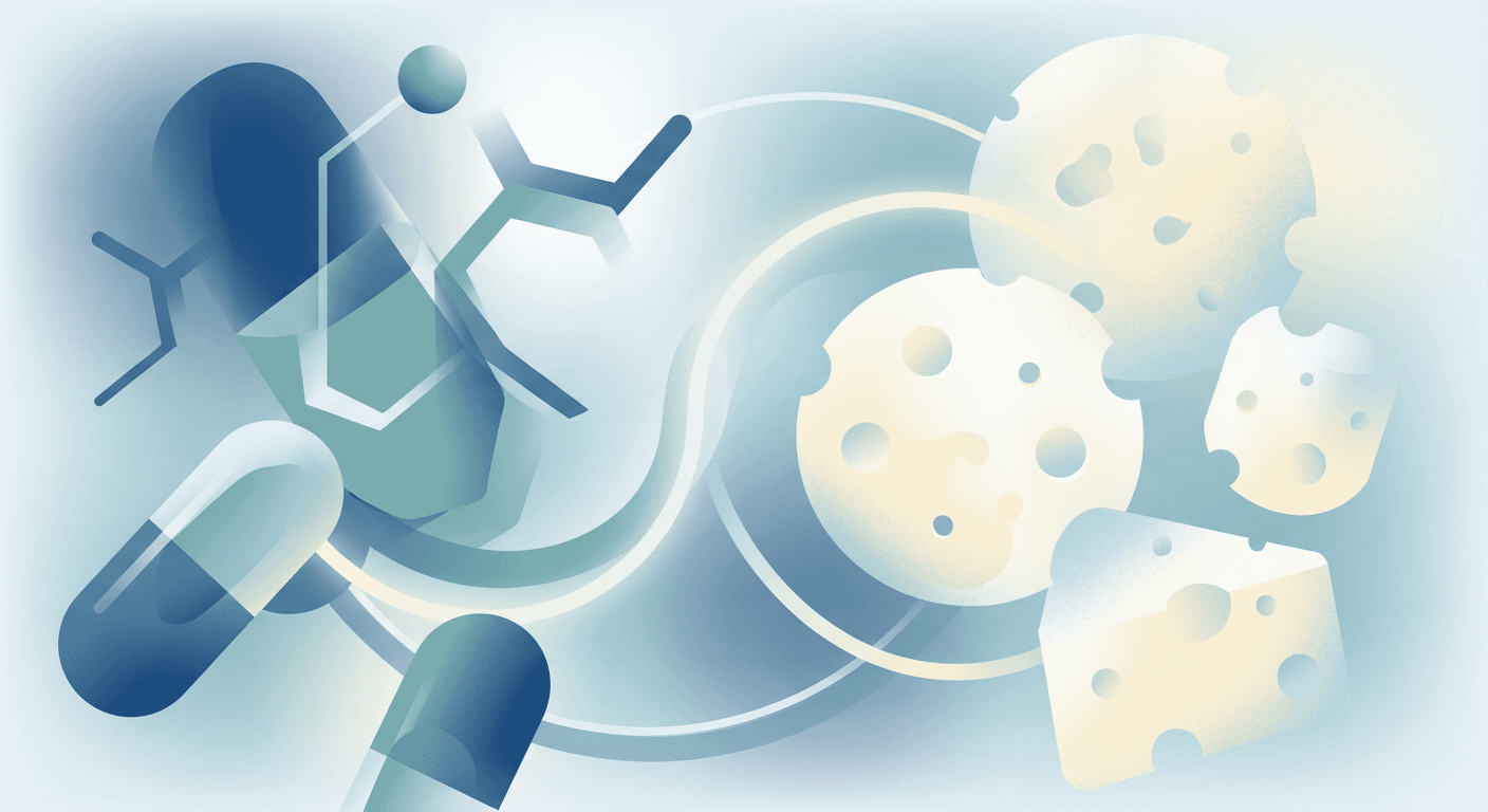 Medical illustration for 基于PubMed资料 | 网传服用多西环素期间不能吃奶酪,这是真的吗?同食会影响药效或增加不良反应风险吗? - Persly Health Information