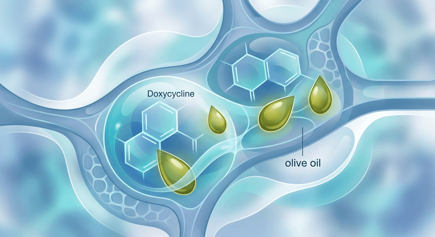 Medical illustration for Basado en EMA | ¿Es seguro tomar doxiciclina con aceite de oliva o este puede reducir su absorción? - Persly Health Information