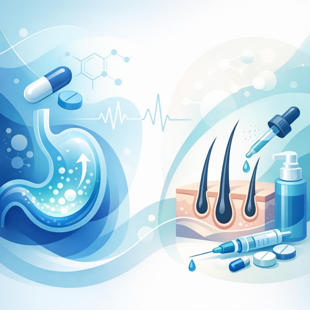 Medical illustration for Based on PubMed | Can omeprazole cause hair loss, and if it does, what treatment options are available to manage this side effect? - Persly Health Information