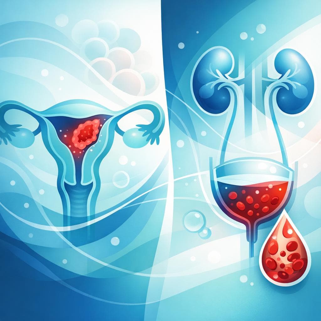 Medical illustration for 米国NIHの資料に基づく | 子宮内膜がんの初期症状として血尿がみられることはありますか? - Persly Health Information