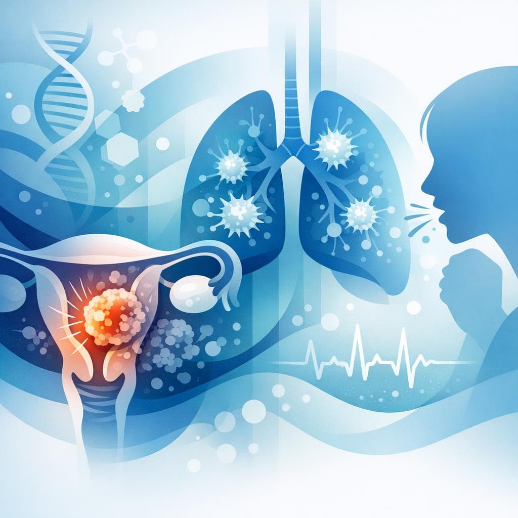Medical illustration for Based on PubMed | Can a persistent cough occur in advanced-stage endometrial cancer, and what does it typically indicate about disease spread or complications? - Persly Health Information