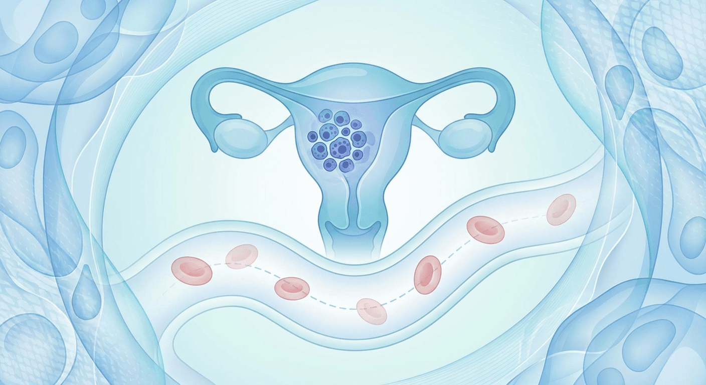 Medical illustration for Based on NIH | What does a low hemoglobin level indicate in someone with endometrial cancer, and what further evaluation or treatment is recommended? - Persly Health Information