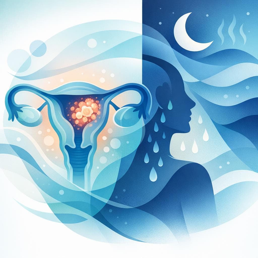 Medical illustration for PubMedの資料に基づく | 子宮内膜がんの進行期に夜間の寝汗はどの程度みられ、どのような機序で起こりますか? - Persly Health Information